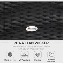 Outsunny 4 PCs Rattan Garden Furniture Outdoor Sectional Corner Sofa and Coffee Table Set  Conservatory Wicker Weave Furniture with Armrest and Cushions - Black - 4