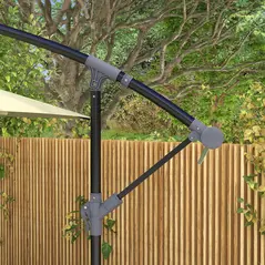 Outsunny 3m Square Canopy Cantilever Parasol, with Cross Base - Beige - 8