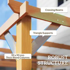 Outsunny 4 x 3 m Wooden Pergola Kit, Garden Pergola Gazebo Grape Trellis with Triangle Supports, 6 Beams, Maple Wood-effect - 4