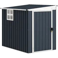Outsunny 4 x 6ft Garden Metal Shed, Outdoor Storage Shed with Window, 2 Vents and Lockable Door for Garden, Patio, Dark Grey - 1