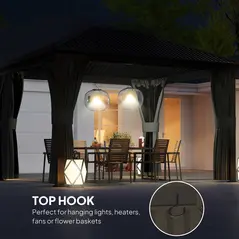 Outsunny 3.6 x 3 m Aluminium Hardtop Gazebo, with Accessories - Dark Grey - 5