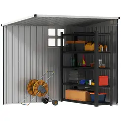 Outsunny 4 x 6ft Garden Metal Shed, Outdoor Storage Shed with Window, 2 Vents and Lockable Door for Garden, Patio, Dark Grey - 8