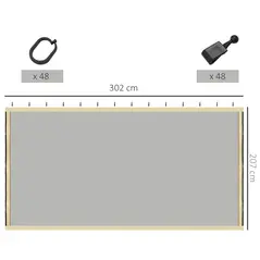 Outsunny 302 x 207cm Universal Replacement Mesh Sidewall Netting for Gazebos and Canopy Tents, (Sidewall Only) Beige - 3