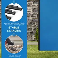 Outsunny 4 Pole Camping Windbreaks, Beach Wind Shield Shelter with Carry Bag and Steel Poles, Outdoor Caravan Privacy Shield, 540cm x 150cm, Blue - 5