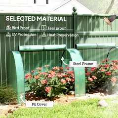 Outsunny 395  x 100 cm Low Tunnel Greenhouse - Green - 4