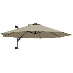 Outsunny 3(m) Wall-Mounted Parasol Shade, with Handle - Khaki - 1