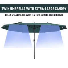 Outsunny 4.6m Double Garden Parasol - Green - 6