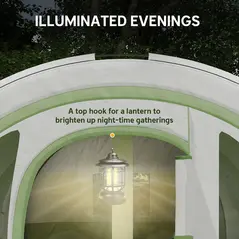 Outsunny 3000mm Waterproof Camping Tent, 5-6 Man Family Tent with Living and Bedroom, Carry Bag Included, Cream and Green - 5