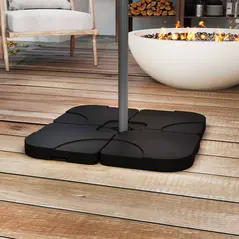 Outsunny 4 Pieces Parasol Base Stand Weights for Banana Hanging Cantilever Umbrella, Water and Sand Filled, Up to 72kg, Black - 2