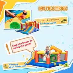Outsunny 4 in 1 Kids Bouncy Castle Extra Large Double Slides & Trampoline Design Inflatable House Pool Climbing Wall with Blower Carrybag for Kids Age 3-8, 3.8 x 3.7 x 2.3m - 7