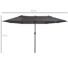 Outsunny 4.6m Garden Parasol Double-Sided Sun Umbrella Patio Market Shelter Canopy Shade Outdoor Grey - 3