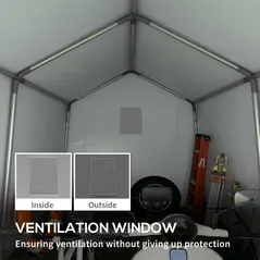 Outsunny 3.6 x 2.1m Portable Outdoor Shed, with Window - Dark Grey - 7