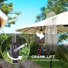 Outsunny 4.6m Double Garden Parasol - Beige - 7