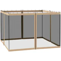 Outsunny 302 x 207cm Universal Replacement Mesh Sidewall Netting for Gazebos and Canopy Tents, (Sidewall Only) Beige - 1