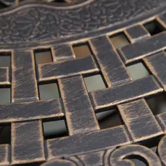 Outsunny 4 Seater Outdoor Dining Set Antique Cast Aluminium Garden Furniture Set with Cushions Round Dining Table with Parasol Hole, Bronze - 8