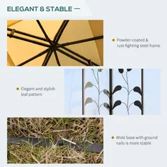 Outsunny 3(m) x 3(m) Garden Gazebo, Double Roof Outdoor Gazebo Canopy Shelter with Netting, Solid Steel Frame, for Garden, Lawn and Deck, Beige - 6