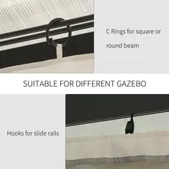 Outsunny 4 Pack Replacement Gazebo Curtains Privacy Panel for Most 3 x 4m Gazebo Canopy Pavillion Outdoor Shelter Sidewalls Accessories Beige - 4