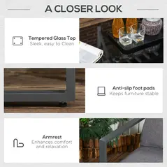 Outsunny 4 Pieces Garden Sofa Set 2 Single Armchair 1 Bench & Side Table Set Aluminium Frame Patio Furniture with Cushions Grey - 6