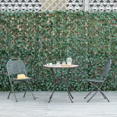 Outsunny 4 Pieces Expanding Trellis Fence, 2m x 1m Decorative Trellis with Artificial Leaves Garden Telescopic Hedge Privacy Screen Greenery Walls for Garden Balcony Home Decor - 2