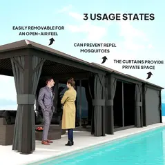 Outsunny 3.6 x 3 m Aluminium Hardtop Gazebo, with Accessories - Dark Grey - 7