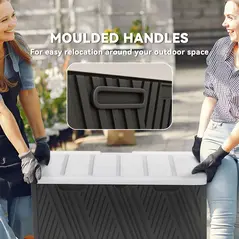 Outsunny 380L Waterproof Outdoor Storage Box, with Lockable Lid - Black - 7