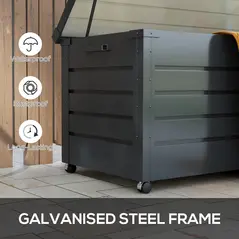 Outsunny 311L Galvanised Steel Garden Storage Box, with Lock - Dark Grey - 5