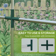 Outsunny 360 x 120cm Galvanised Steel Fruit Cage, Plant Protection Tent with Zipped Door, Green - 5