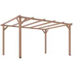 Outsunny 4 x 3 m Wooden Pergola Kit, Garden Pergola Gazebo Grape Trellis with Triangle Supports, 6 Beams, Maple Wood-effect - 1