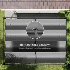 Outsunny 4 x 3(m) Metal Outdoor Pergola with Retractable Roof, Outdoor Gazebo with Drainage Holes for Garden, Patio, Lawn, Grey - 6