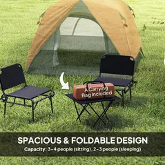 Outsunny 3-4 Person Camping Tent, Easy Set Up Waterproof Dome Tent with Sewn-in Groundsheet, Mesh Windows, Pocket and Hook for Camping, Hiking, Backpacking, Orange and Grey - 4