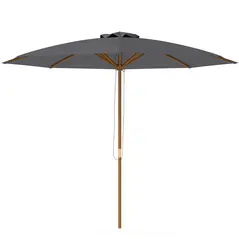 Outsunny 3m Wood Pole Parasol Umbrella - Grey - 1