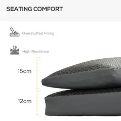 Outsunny 4 Pieces Outdoor Seat Cushions with Backrest, Fabric and PE Rattan Cover, Water Repellent Seat Pads for Chair, Swing, Sofa, Grey - 5