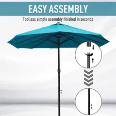 Outsunny 4.6m Double Garden Parasol - Sky Blue - 6