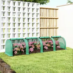 Outsunny 395  x 100 cm Low Tunnel Greenhouse - Green - 9