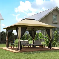 Outsunny 3.6 x 3.6m Pop-Up Gazebo, with Accessories - Beige - 2