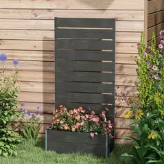 Outsunny 34 x 69.5cm Garden Planter Box, with Back Trellis, Black - 7