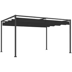 Outsunny 4 x 3m Metal Pergola, with Retractable Canopy Roof - Black - 1