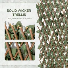 Outsunny 4 Pieces Expanding Trellis Fence, 2m x 1m Decorative Trellis with Artificial Leaves Garden Telescopic Hedge Privacy Screen Greenery Walls for Garden Balcony Home Decor - 5