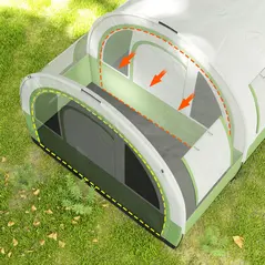 Outsunny 3000mm Waterproof Camping Tent, 5-6 Man Family Tent with Living and Bedroom, Carry Bag Included, Cream and Green - 9