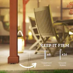 Outsunny 3.3 x 3.3 m Wooden Pergola Kit, Graden Pergola Gazebo Grape Trellis with Stable Structure for Climbing Vines, Flowers - 5