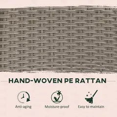 Outsunny 4 Seater Rattan Garden Furniture Set with Cushions, Round PE Rattan Dining Set with Glass-Top Table, Umbrella Hole, Outdoor Garden Table and Chairs, Mixed Grey - 5