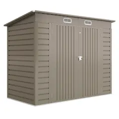 Outsunny 3.7 x 7.9ft Galvanised Steel Shed, with Latched Door and Padlock - Light Grey - 1