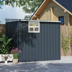 Outsunny 4 x 6ft Garden Metal Shed, Outdoor Storage Shed with Window, 2 Vents and Lockable Door for Garden, Patio, Dark Grey - 9