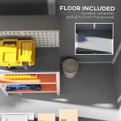 Outsunny 4 x 6ft Garden Shed, Plastic Shed with Floor, Window, Lockable Door and Vents, Resin Tool Shed for Outdoor Patio Storage, Zero Maintenance, Grey - 5