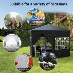Outsunny 4 m Party Tent Wedding Gazebo Outdoor Waterproof PE Canopy Shade with 6 Removable Side Walls - 6