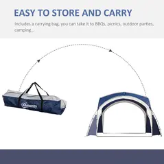 Outsunny 3.5 x 3.5M Camping Gazebo, Outdoor Event Shelter Dome Tent Garden Sun Shelter Patio Spire Arc Pavilion Camp Sun Shade Tent for 6-8 Person, Blue and Grey - 6