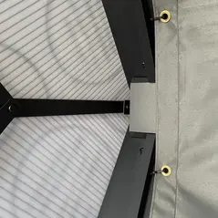 Outsunny 3.6 x 4m Hardtop Gazebo Canopy with Polycarbonate Roof, Aluminium Frame, Permanent Pavilion Garden Gazebo with Netting and Curtains for Patio, Deck, Dark Grey - 9