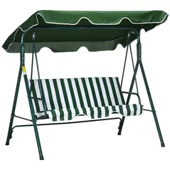 Outsunny 3-Seat Swing Chair Garden Swing Seat with Adjustable Canopy for Patio, Green - 1