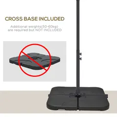 Outsunny 3m Square Canopy Cantilever Parasol, with Cross Base - Beige - 6