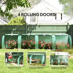 Outsunny 395  x 100 cm Low Tunnel Greenhouse - Green - 6